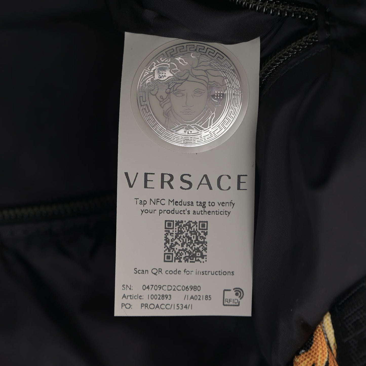 Nylon Barocco Signature Print Drawstring Backpack Black