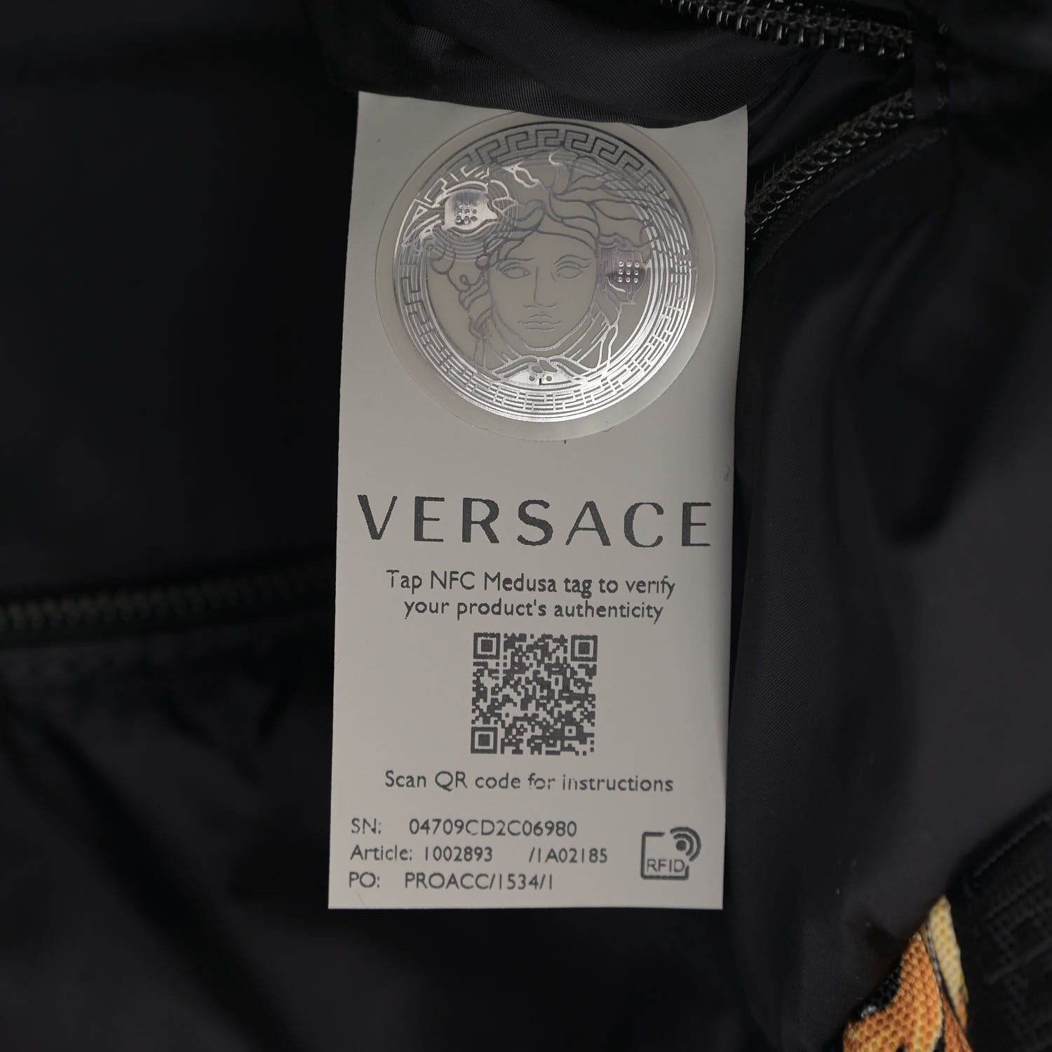 Versace Nylon Barocco Signature Print Drawstring Backpack Black 7 of 12