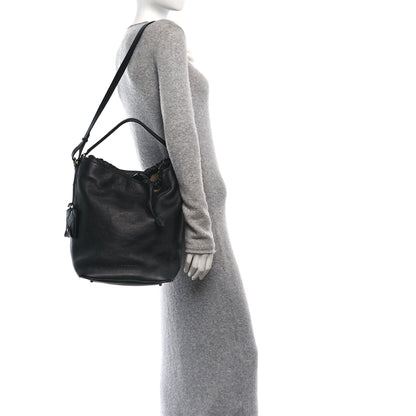 Burberry Grainy Calfskin Canvas Mega Check Medium Ashby Hobo Black 2 of 12
