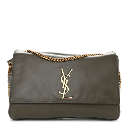 Saint Laurent Smooth Calfskin Suede Medium Reversible Monogram Kate Satchel Olive 3 of 18