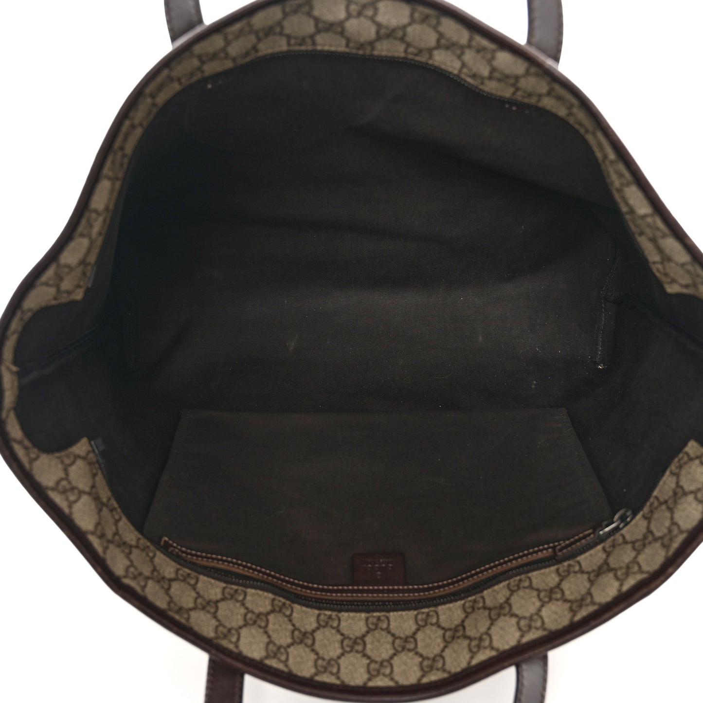 GG Supreme Monogram Large Zippered Shopping Tote Brown