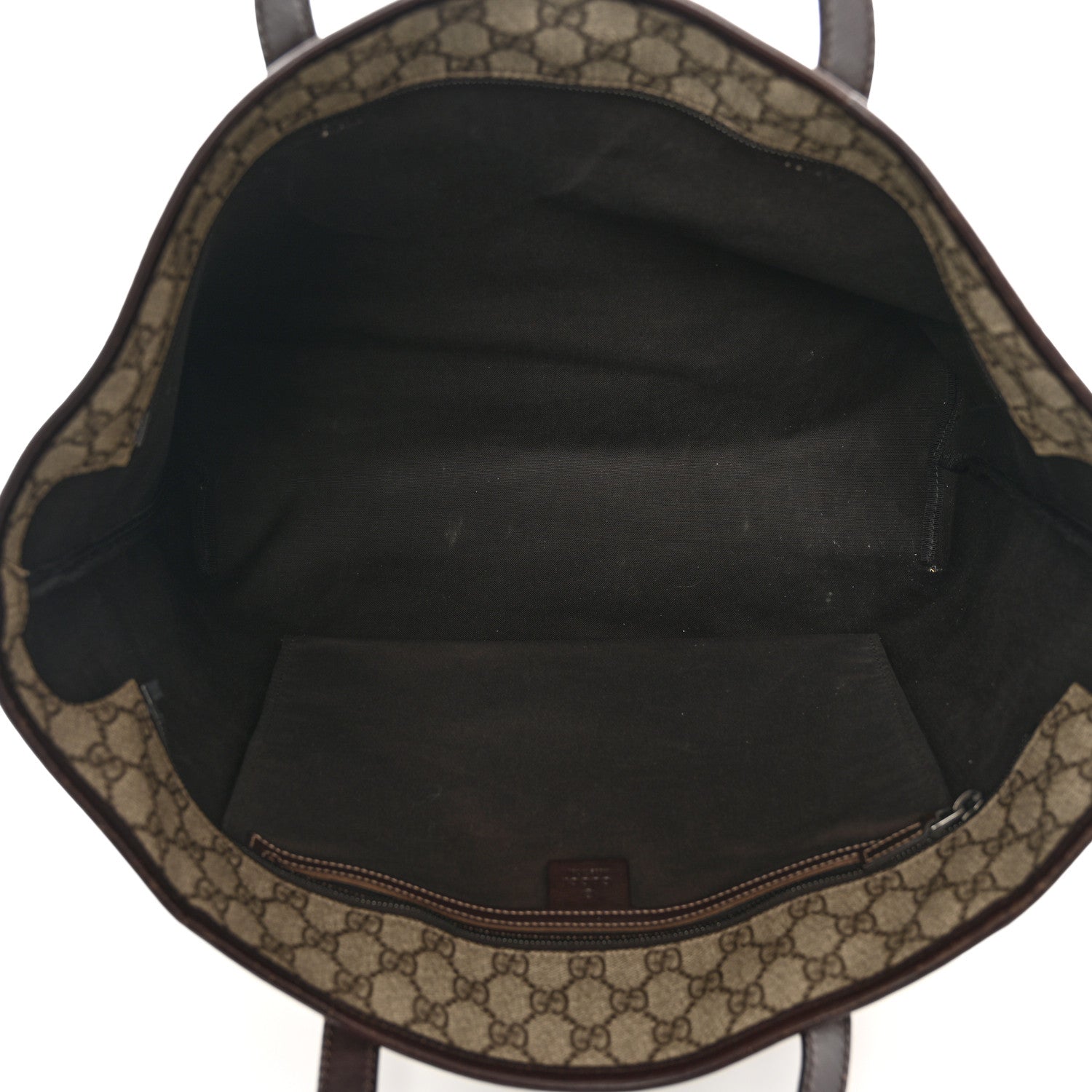 Gucci GG Supreme Monogram Large Zippered Shopping Tote Brown 5 of 11
