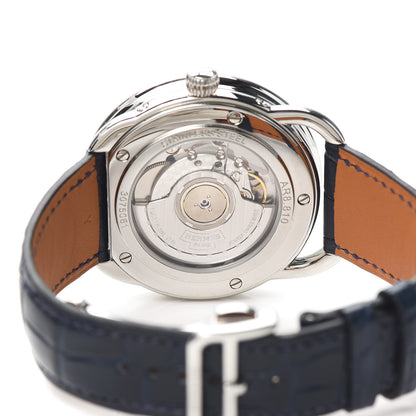 Hermes Stainless Steel Alligator 43mm Arceau Grande Lune Automatic Watch Bleu Abysse 4 of 6