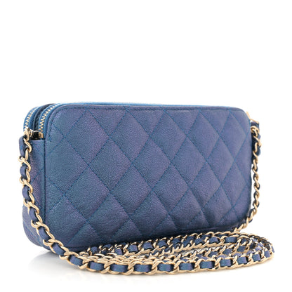 Chanel Iridescent Caviar Quilted Clutch With Chain Dark Blue 3 of 10