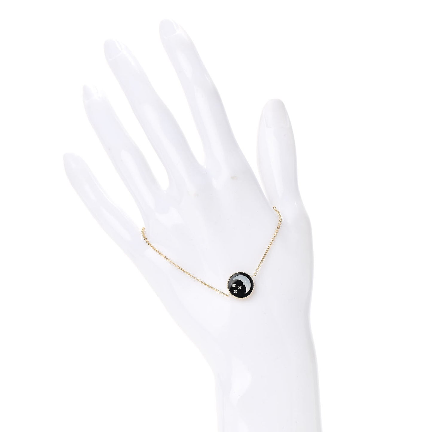 18K Yellow Gold Diamond Black Onyx Mother of Pearl Rose Celeste Bracelet