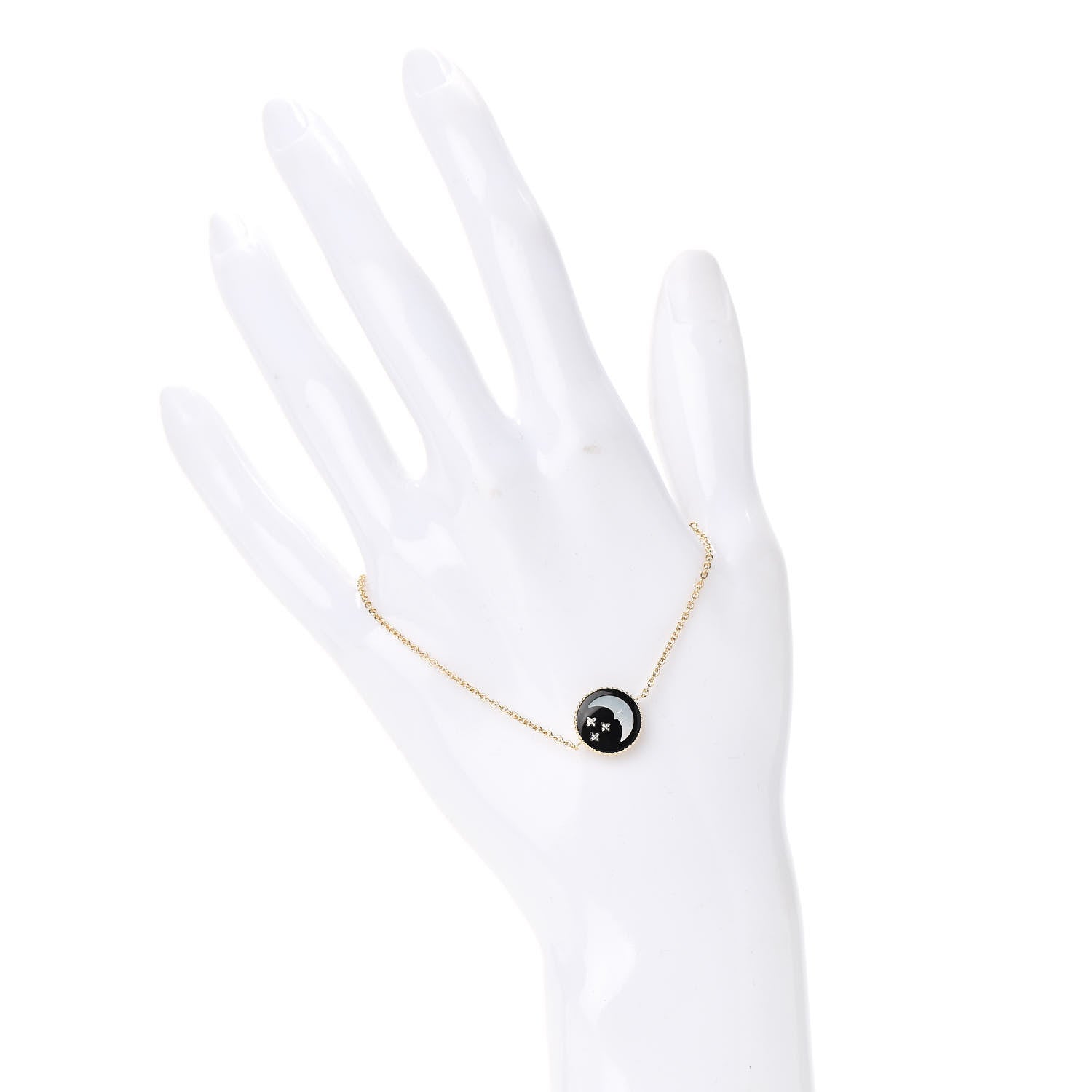 Christian Dior 18K Yellow Gold Diamond Black Onyx Mother of Pearl Rose Celeste Bracelet 2 of 8