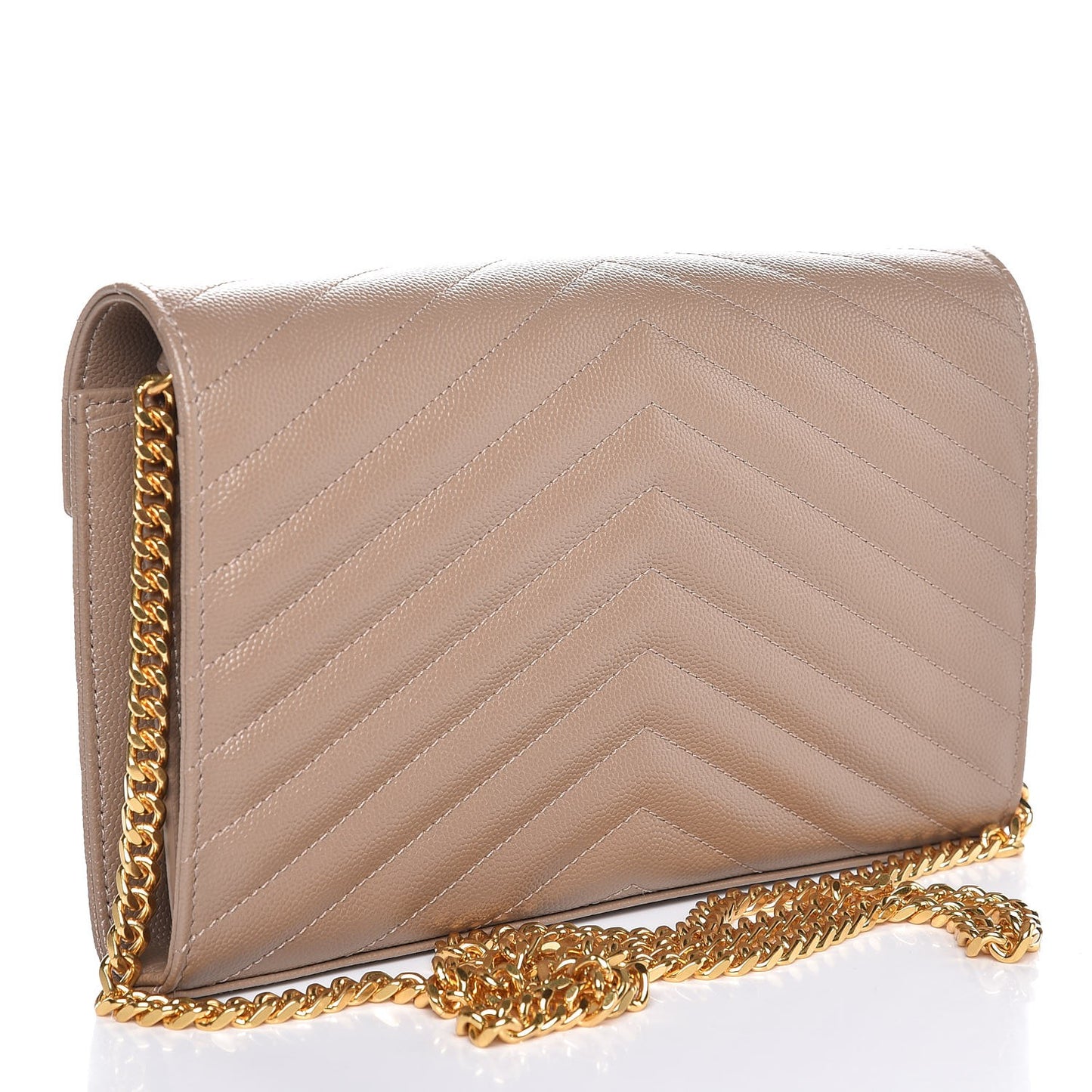 Grain De Poudre Matelasse Chevron Monogram Chain Wallet Light Taupe
