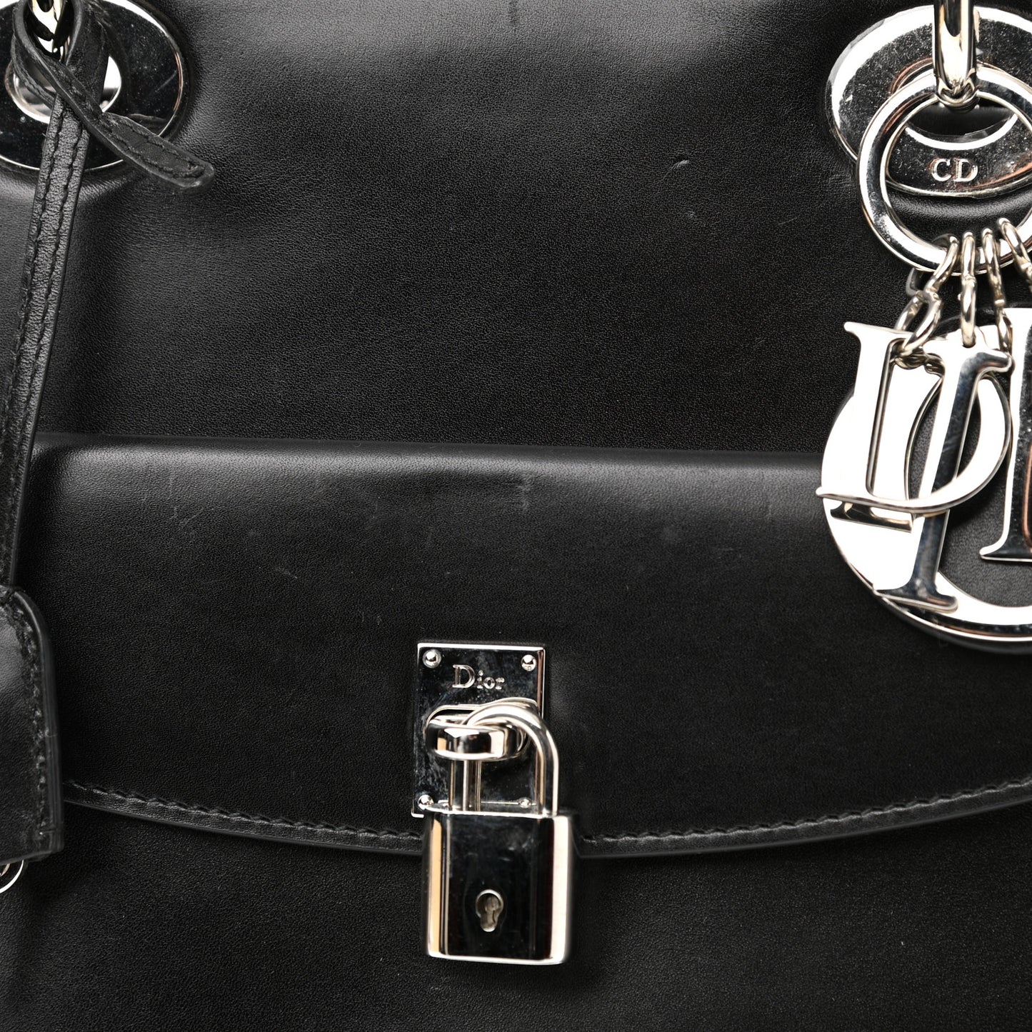 Box Calfskin Lady Dior Pouch Tote Black