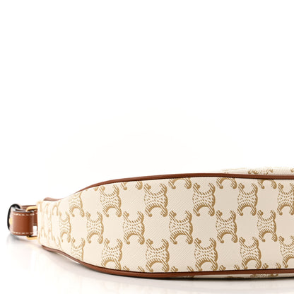 Celine Canvas Calfskin Ava Triomphe Shoulder Bag White 9 of 10