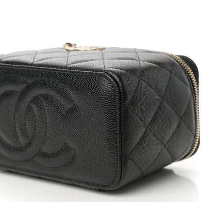 Chanel Caviar Quilted Crystal Hearts Small Vanity Case With Chain Black 11 of 12