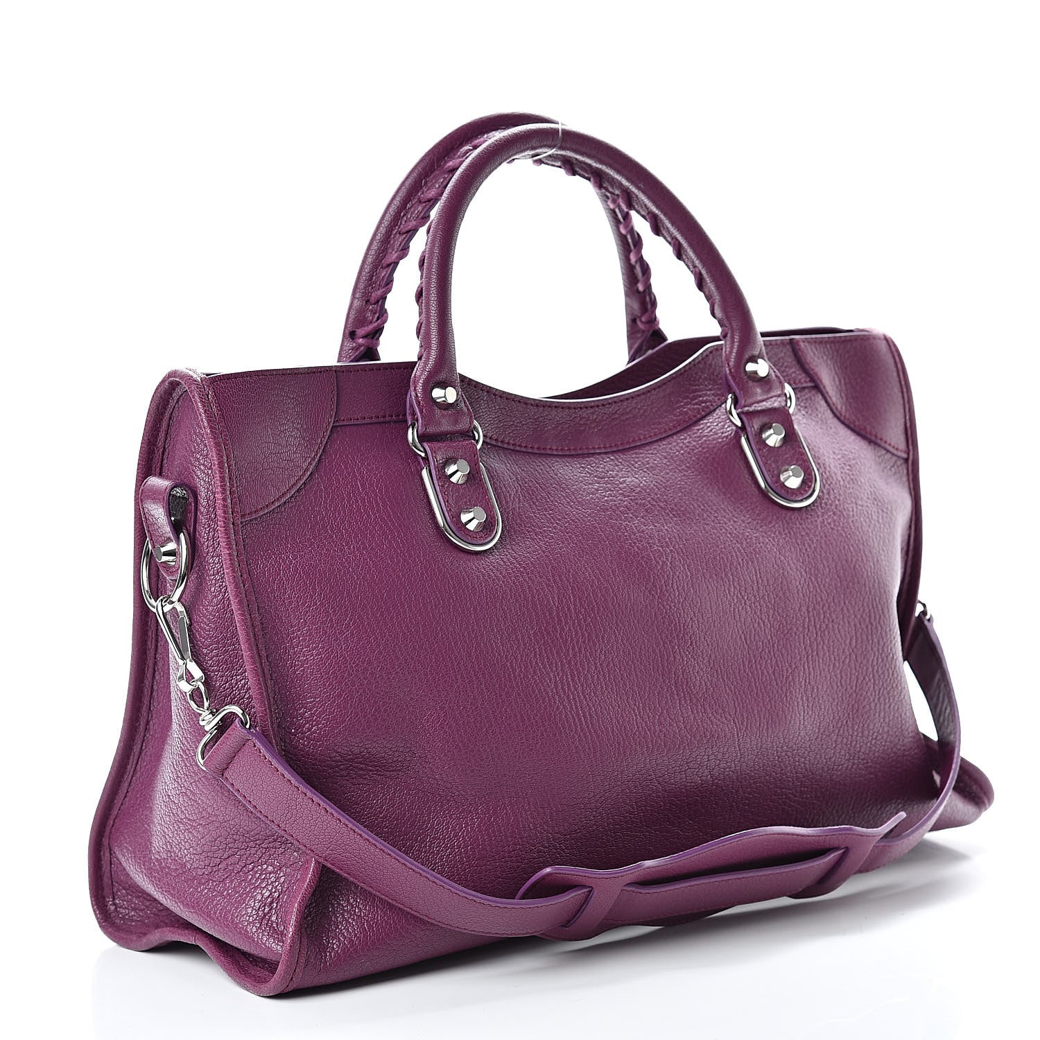 Balenciaga Chevre Silver Metallic Edge Hardware City Violet Prune 3 of 10