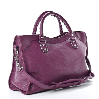 Balenciaga Chevre Silver Metallic Edge Hardware City Violet Prune 3 of 10