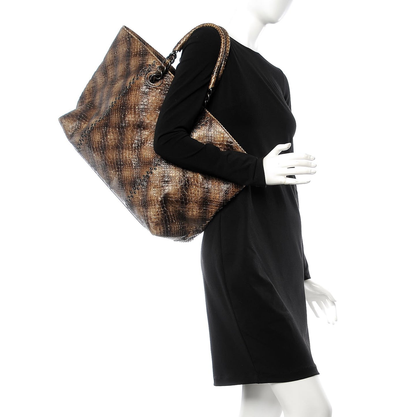 Woven Python Large Tote Cigar
