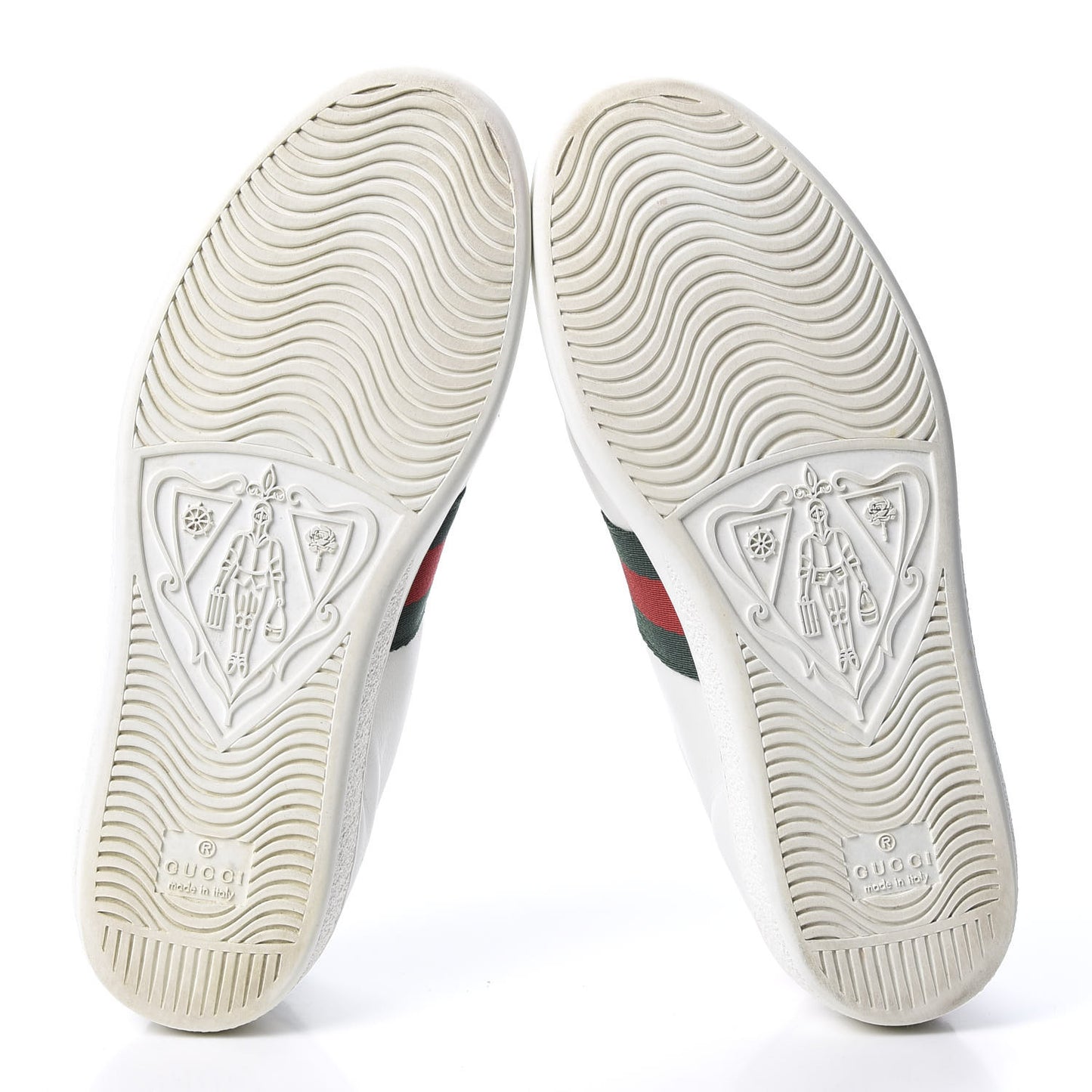 Calfskin Web Heart Embroidered Womens Ace Sneakers 37 White