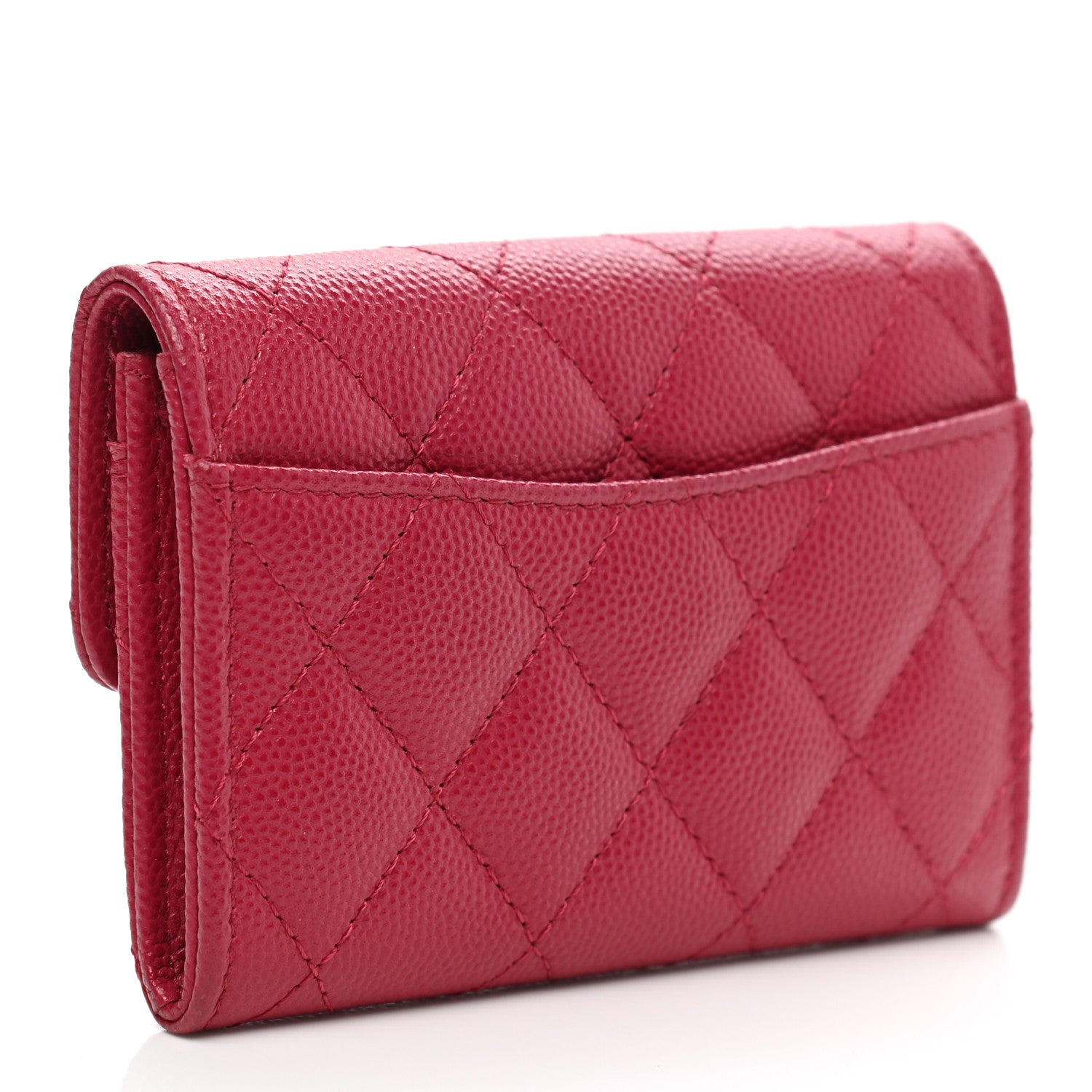 Chanel Caviar Quilted Flap Card Holder Wallet Dark Pink 3 of 9