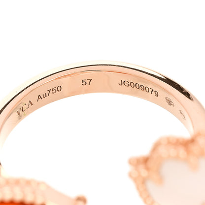 Van Cleef & Arpels 18K Rose Gold Mother of Pearl Carnelian Black Onyx Lucky Spring Between the Finger Ring 57 8 4 of 5