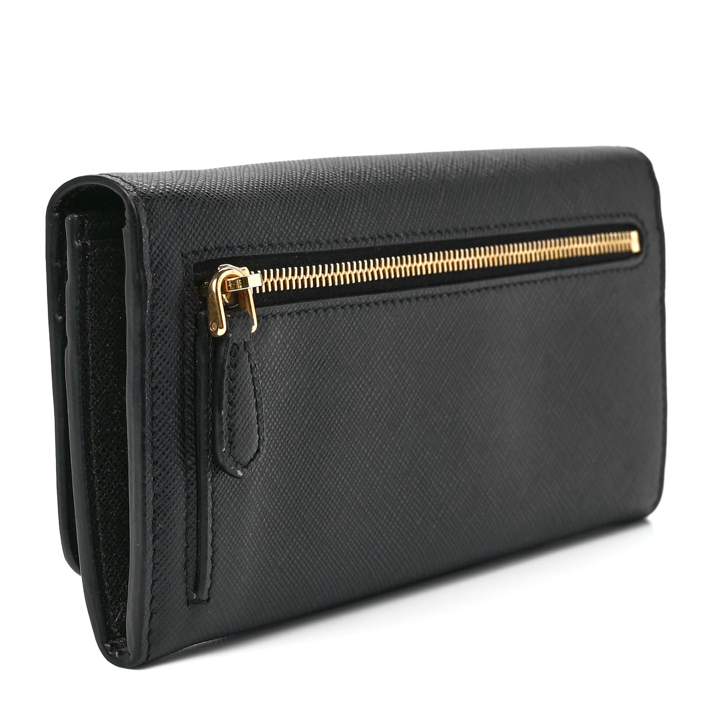 Saffiano Metal Continental Flap Wallet Black