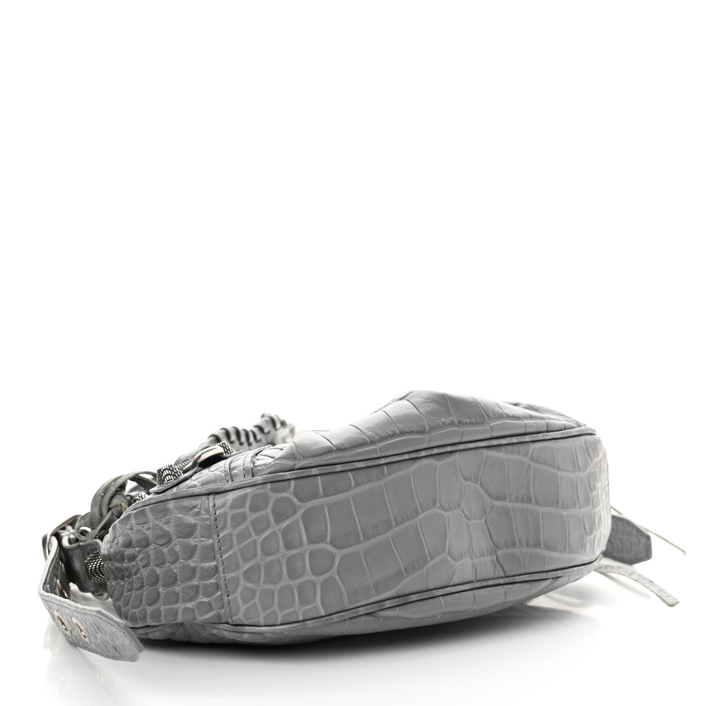 Extra Supple Calfskin Crocodile Embossed XS Le Cagole Shoulder Bag Balenciaga Grey