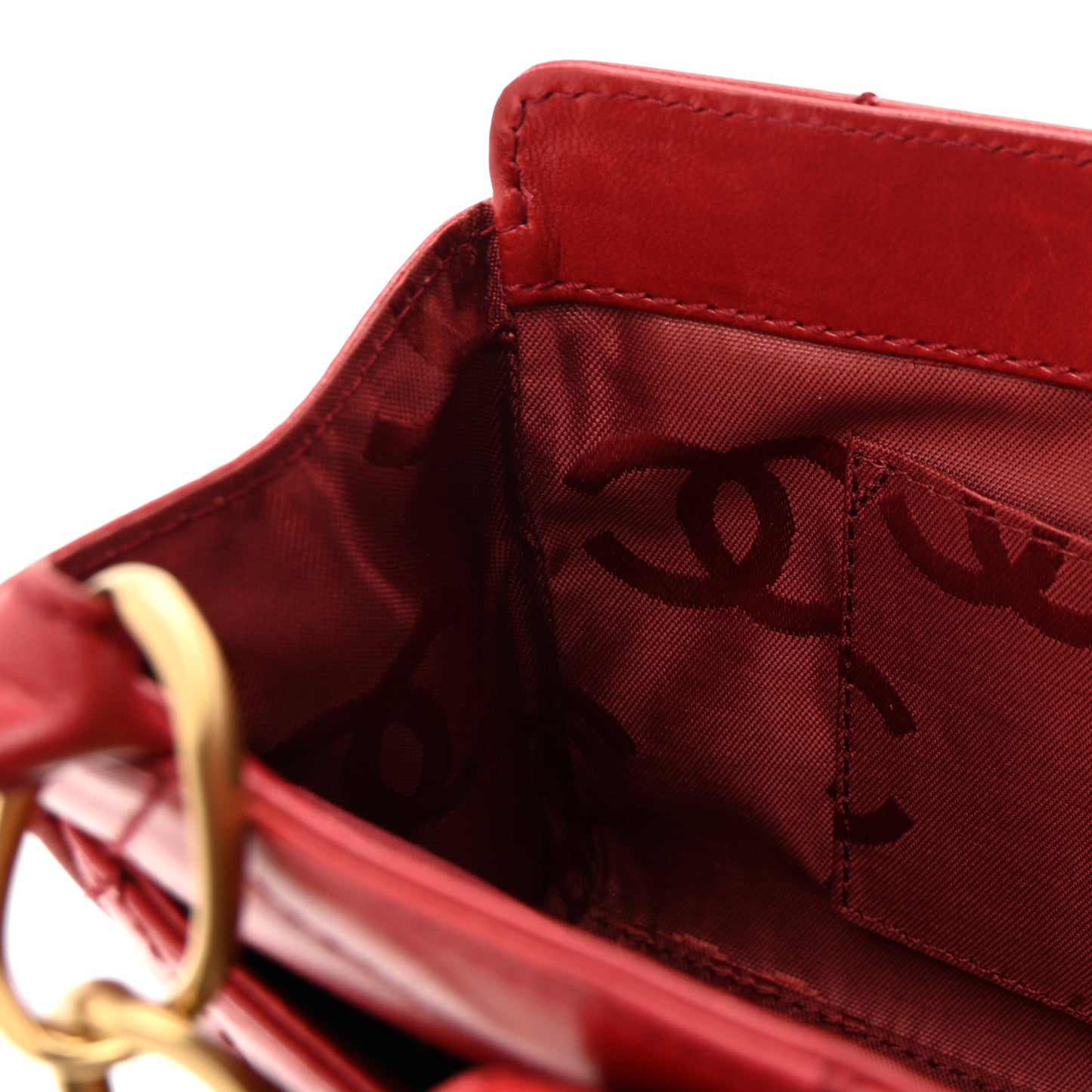 Lambskin Quilted Clutch Red