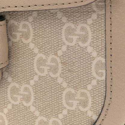 Gucci GG Supreme Monogram Textured Dollar Calfskin Web Mini Horsebit 1955 Shoulder Bag Beige Mystic White Oatmeal 13 of 14