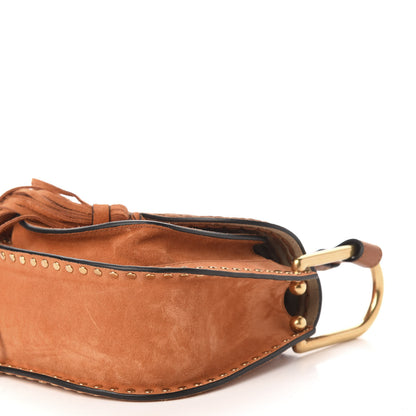 Chloe Suede Calfskin Braided Mini Hudson Shoulder Bag Tannish Red 9 of 10