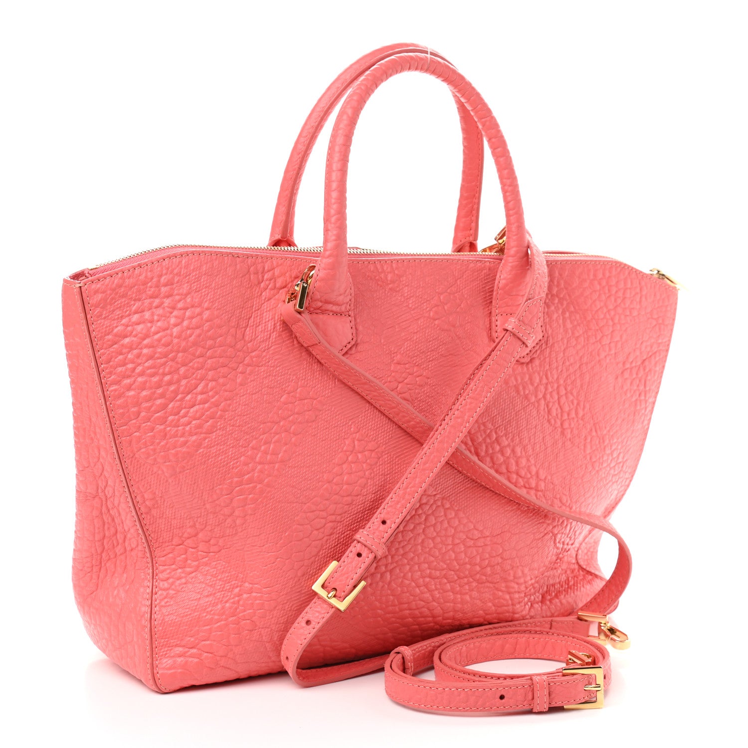 Burberry Heritage Grain Check Embossed Medium Dewsbury Tote Peony Rose 3 of 11
