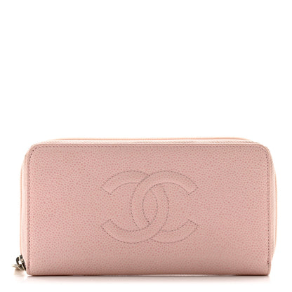 Chanel Caviar Large Timeless CC Zip Around Wallet Pink 1 of 12