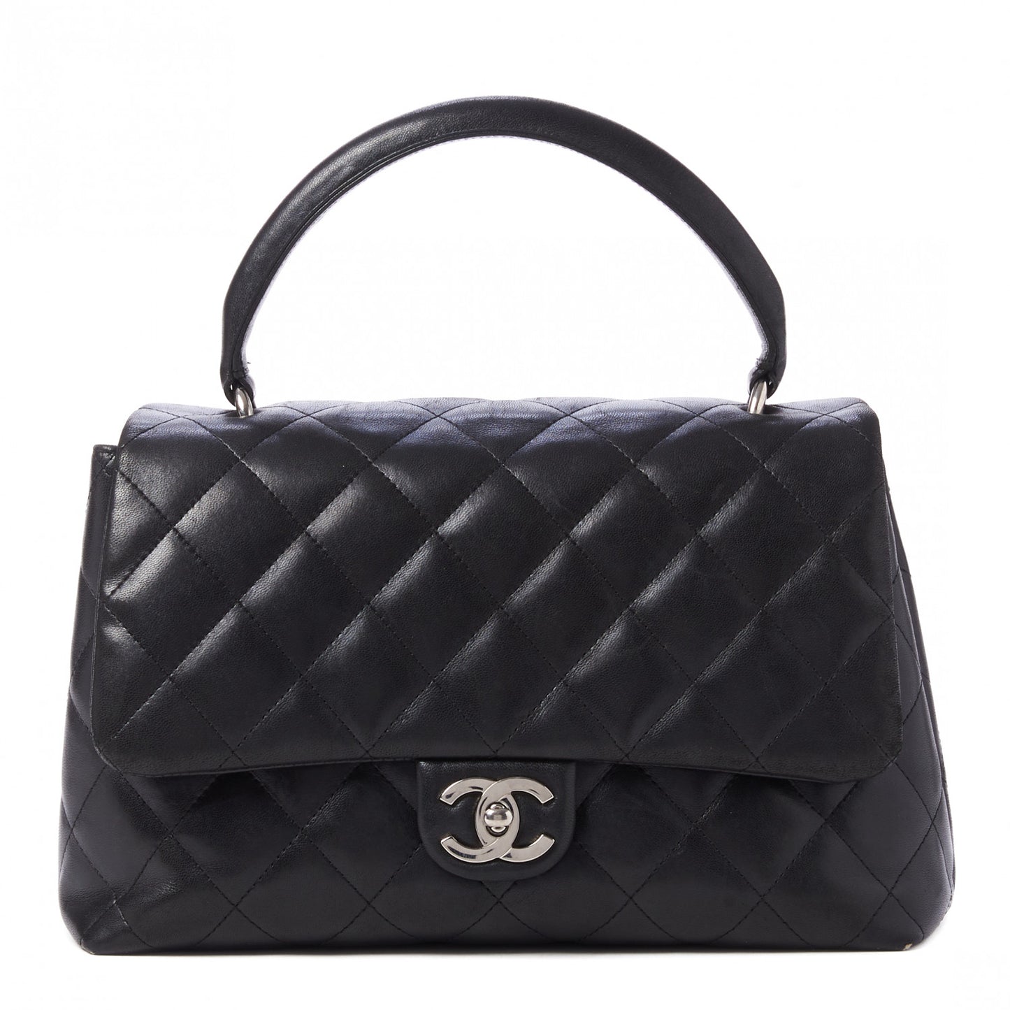 Lambskin Quilted Medium Kelly Flap Bag Black