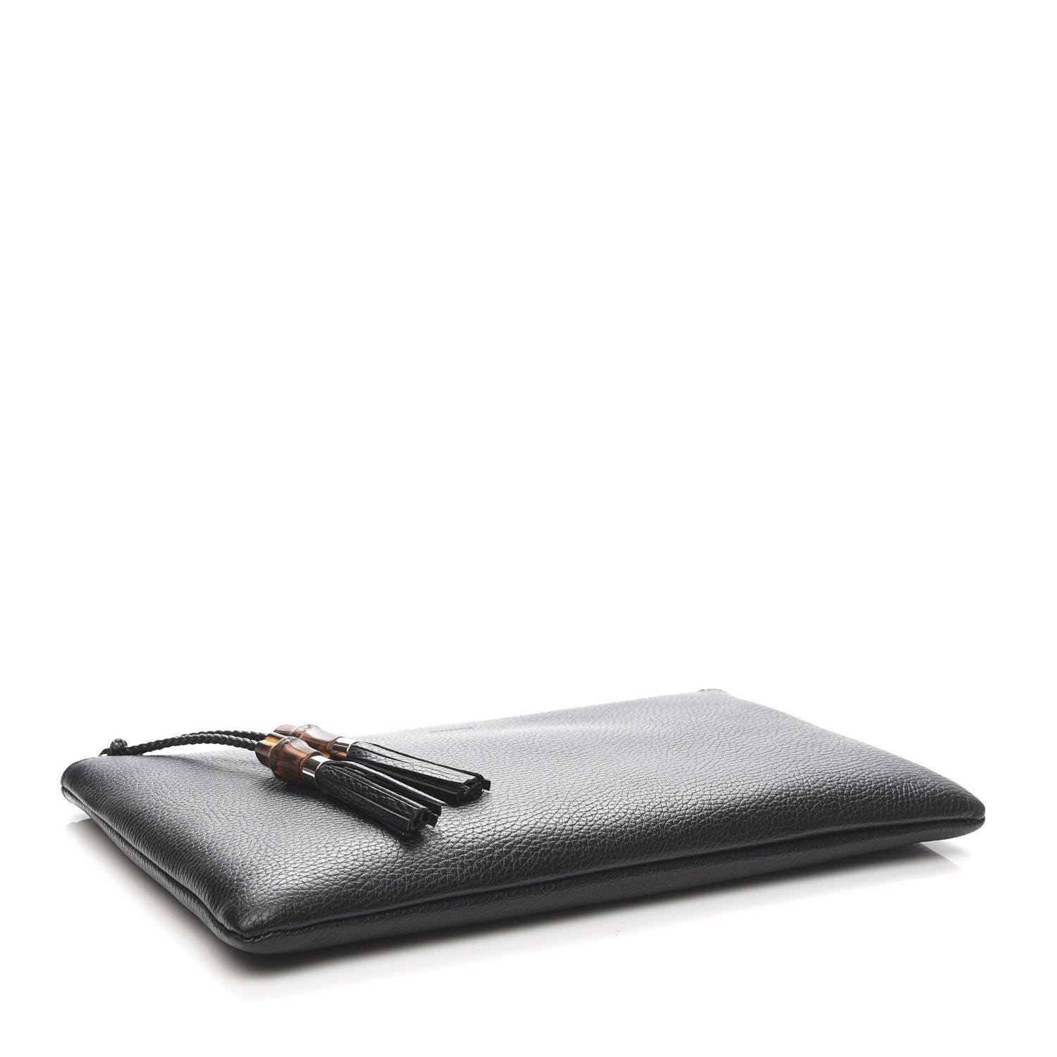 Gucci Pebbled Calfskin Large Bamboo Clutch Black 4 of 9