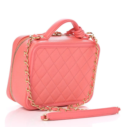 Chanel Caviar Quilted Medium CC Filigree Vanity Case Coral 3 of 11