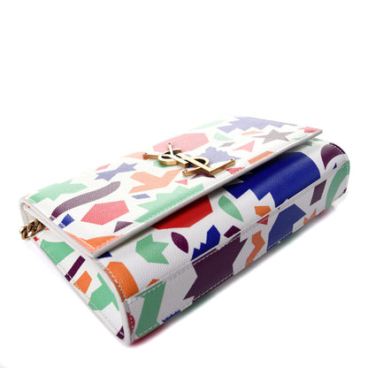 Saint Laurent Grain De Poudre Small Classic Monogram Shapes Print Kate Satchel White 4 of 9