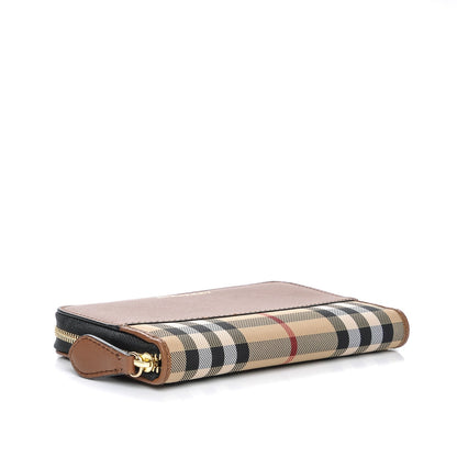 Burberry Calfskin Horseferry Check Medium Marston Zip Around Wallet Tan 4 of 8
