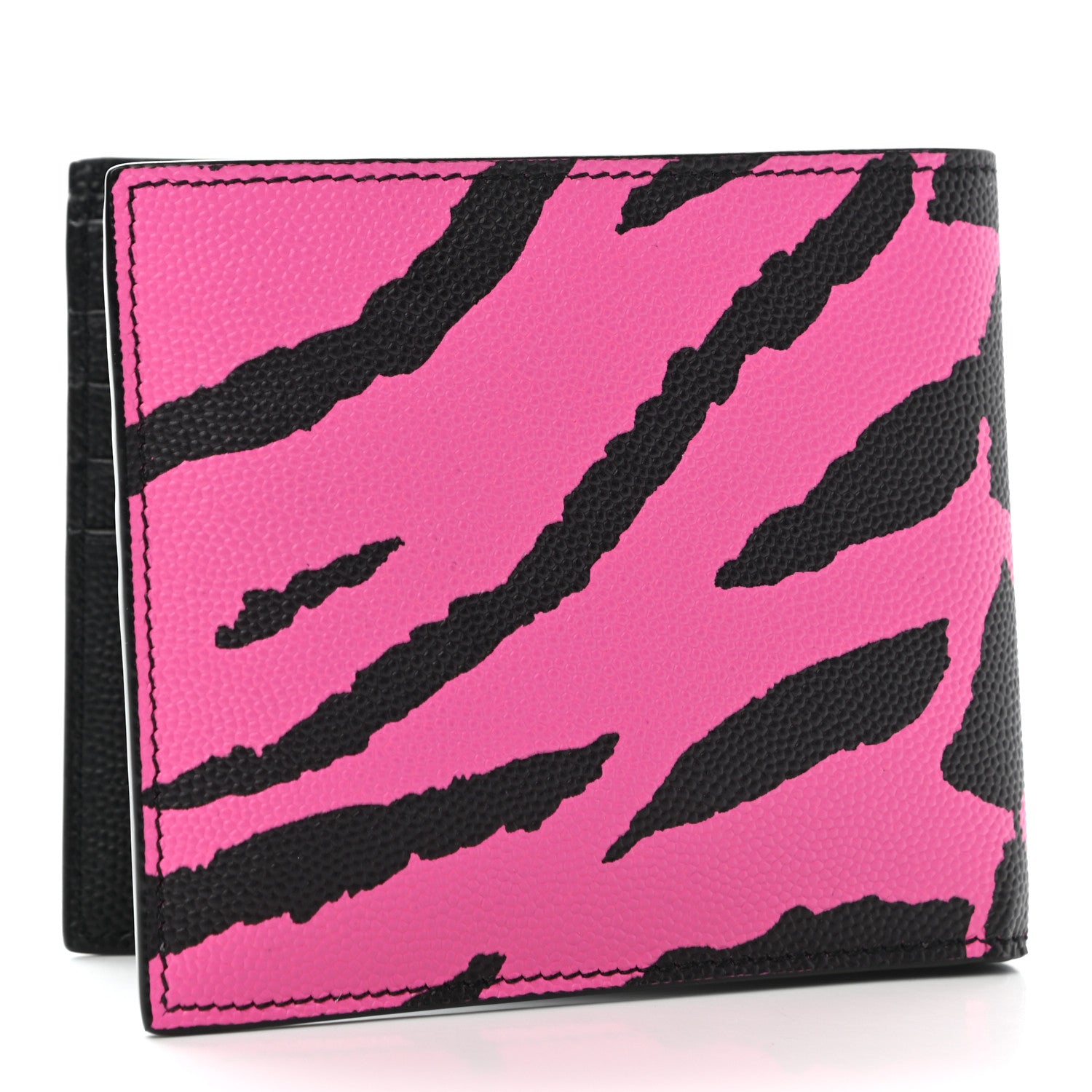 Saint Laurent Grain De Poudre Zebra Print East West Wallet Pink 3 of 6