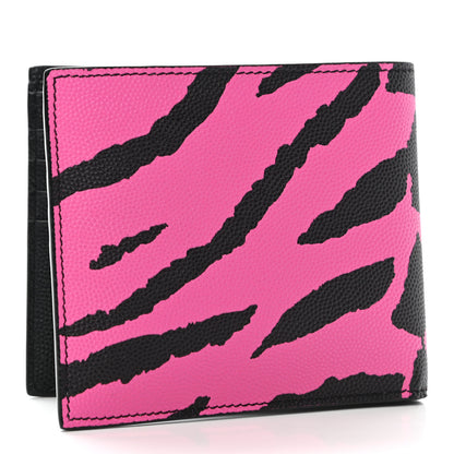 Saint Laurent Grain De Poudre Zebra Print East West Wallet Pink 3 of 6