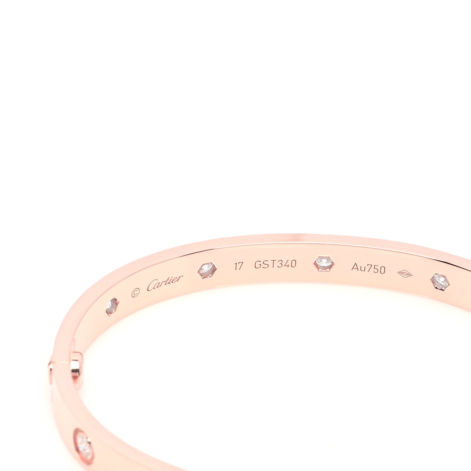 Cartier 18K Pink Gold 10 Diamond LOVE Bracelet 17 4 of 7