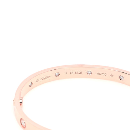 Cartier 18K Pink Gold 10 Diamond LOVE Bracelet 17 4 of 7