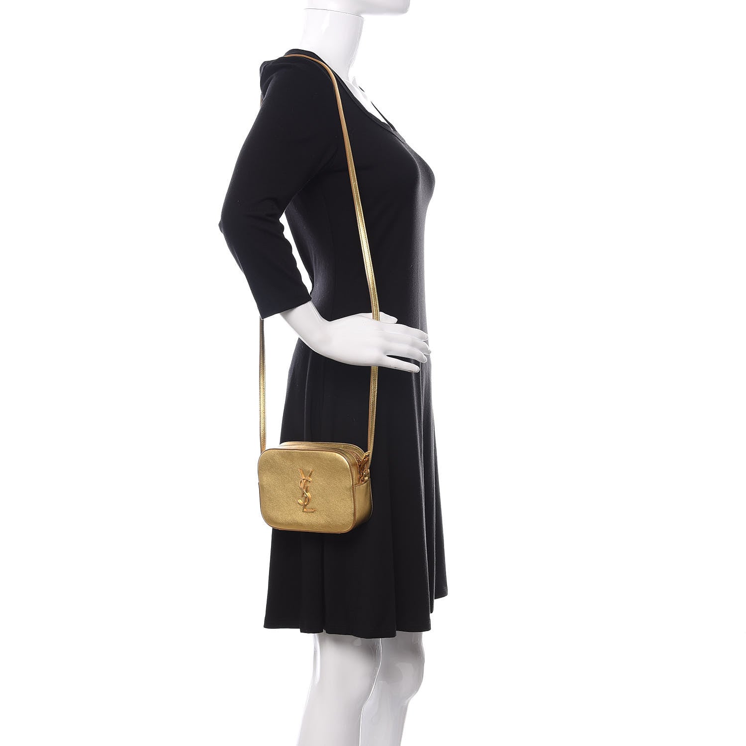 Saint Laurent Metallic Calfskin Small Classic Monogram Camera Bag Gold 2 of 10