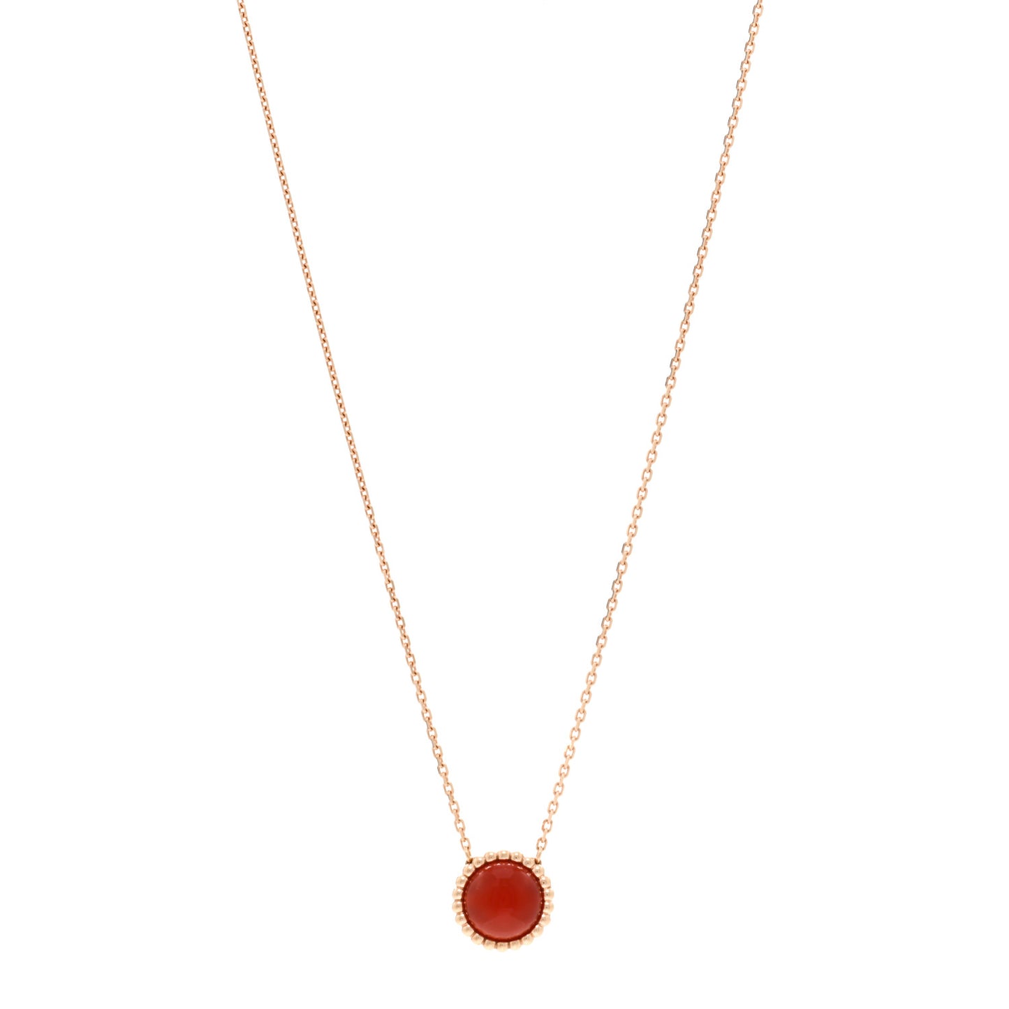 18K Rose Gold Carnelian Perlee Couleurs Pendant Necklace