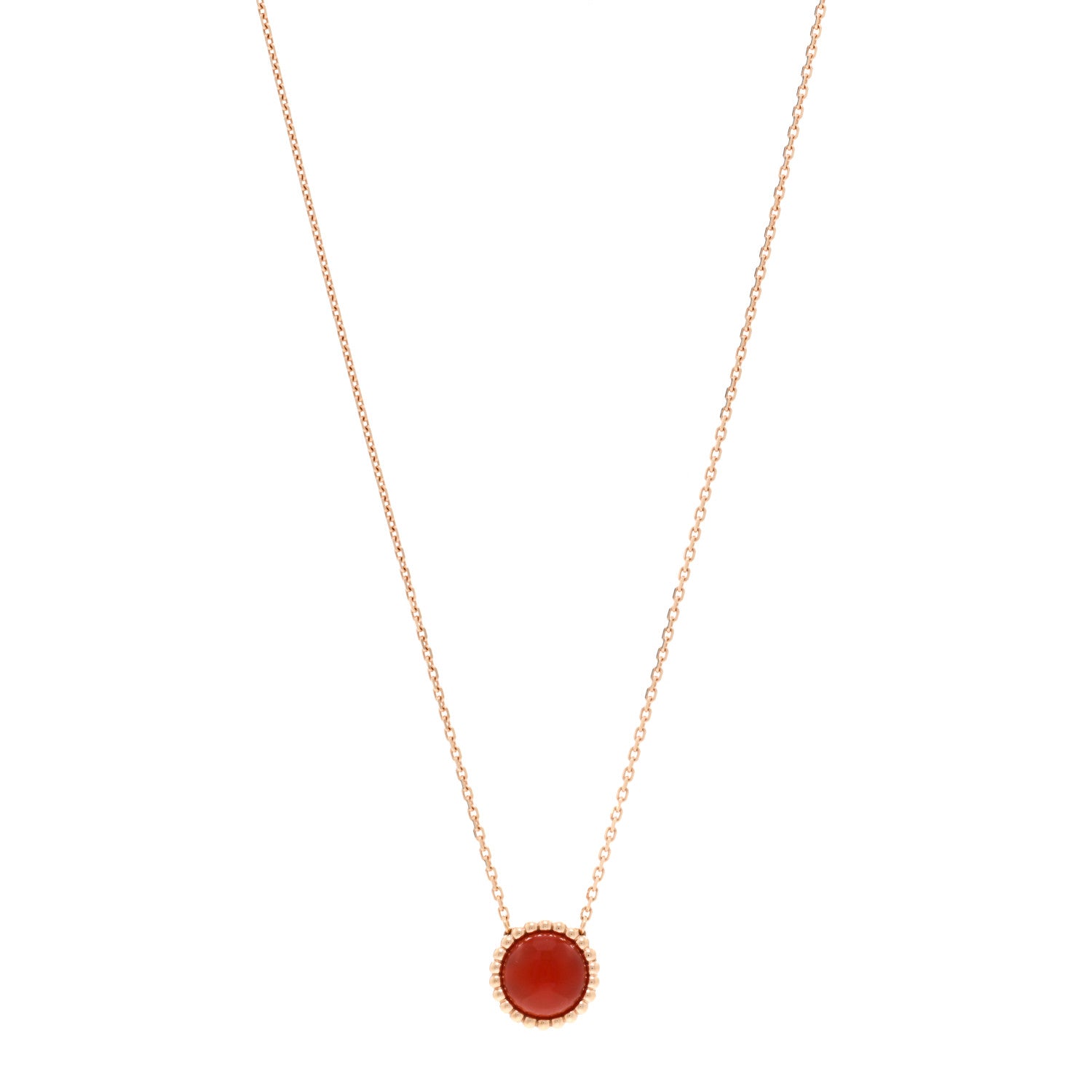 Van Cleef & Arpels 18K Rose Gold Carnelian Perlee Couleurs Pendant Necklace 1 of 6