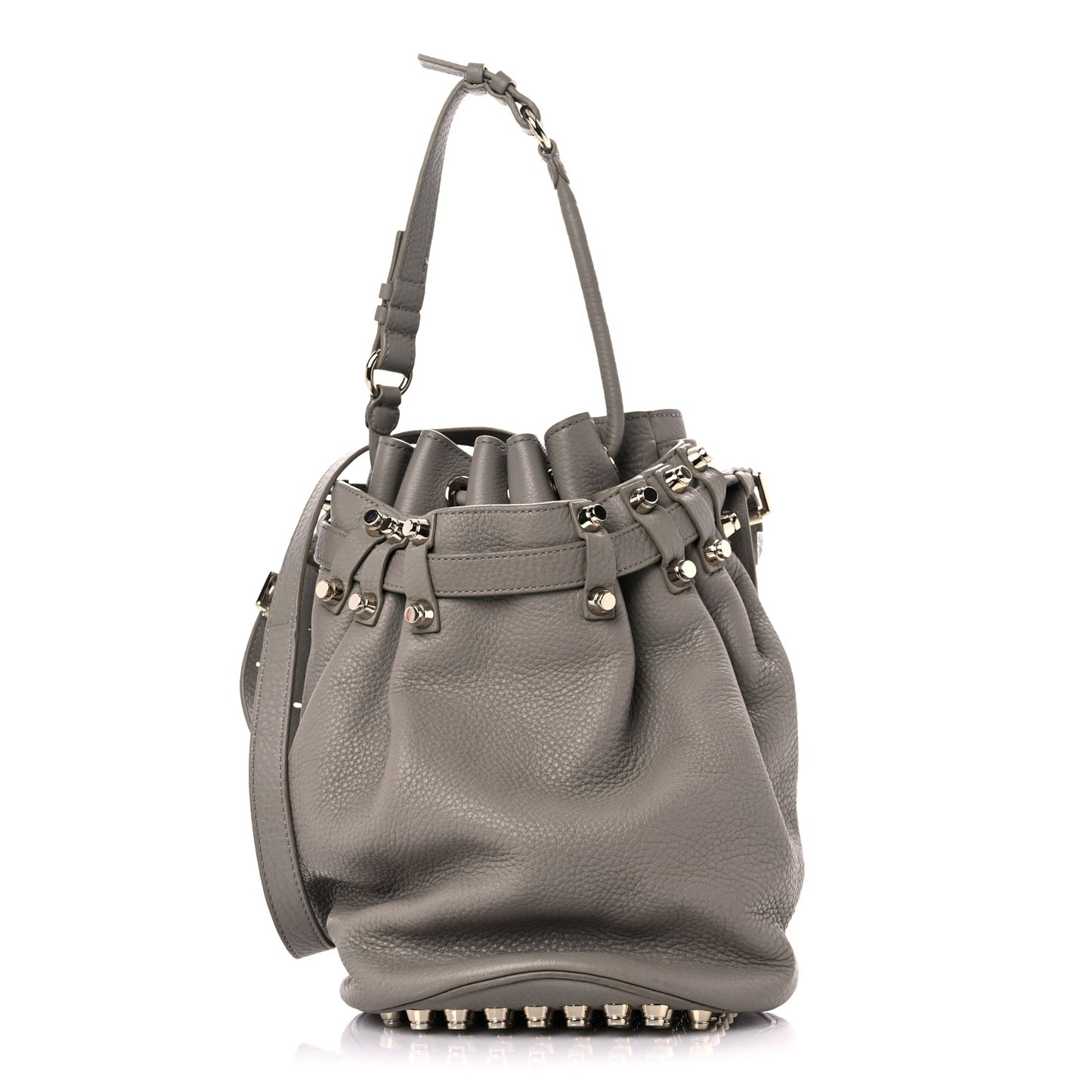 Pebbled Lambskin Diego Bucket Bag Taupe