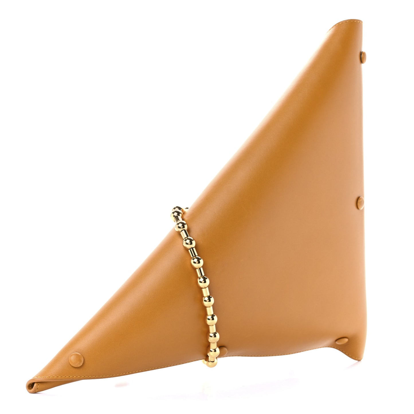 Calfskin Ball Chain Triangle Pouch Brown