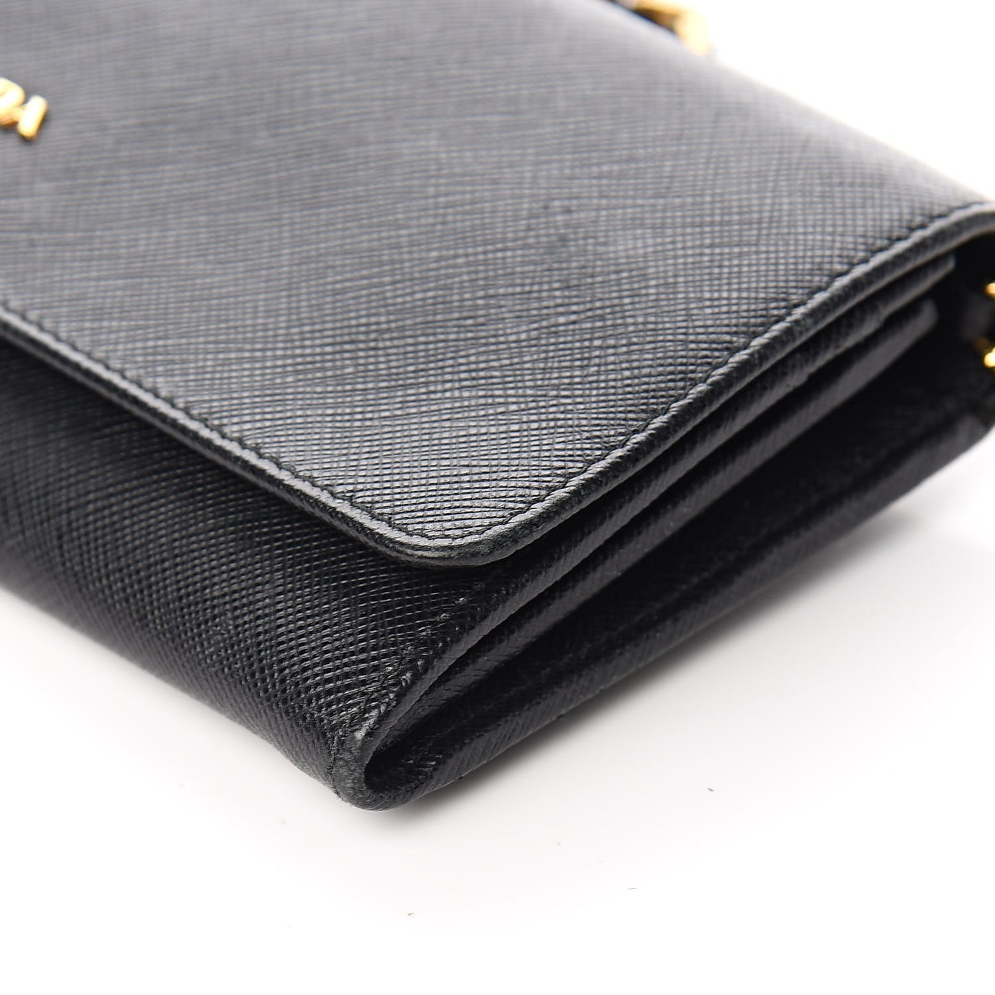 Saffiano Metal Oro Chain Wallet Black