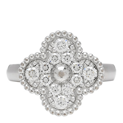 Van Cleef & Arpels 18K White Gold Diamond Vintage Alhambra Ring 48 4.5 1 of 6