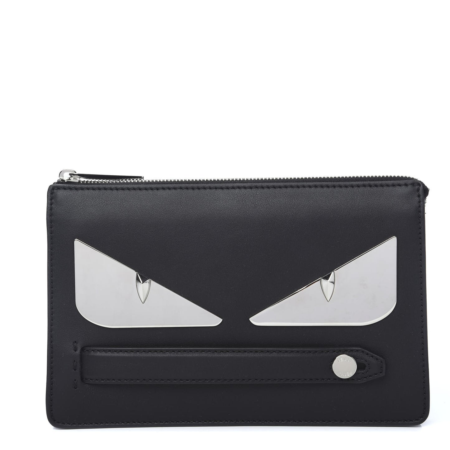 Vitello Grace Metal Monster Eyes Slim Clutch Black