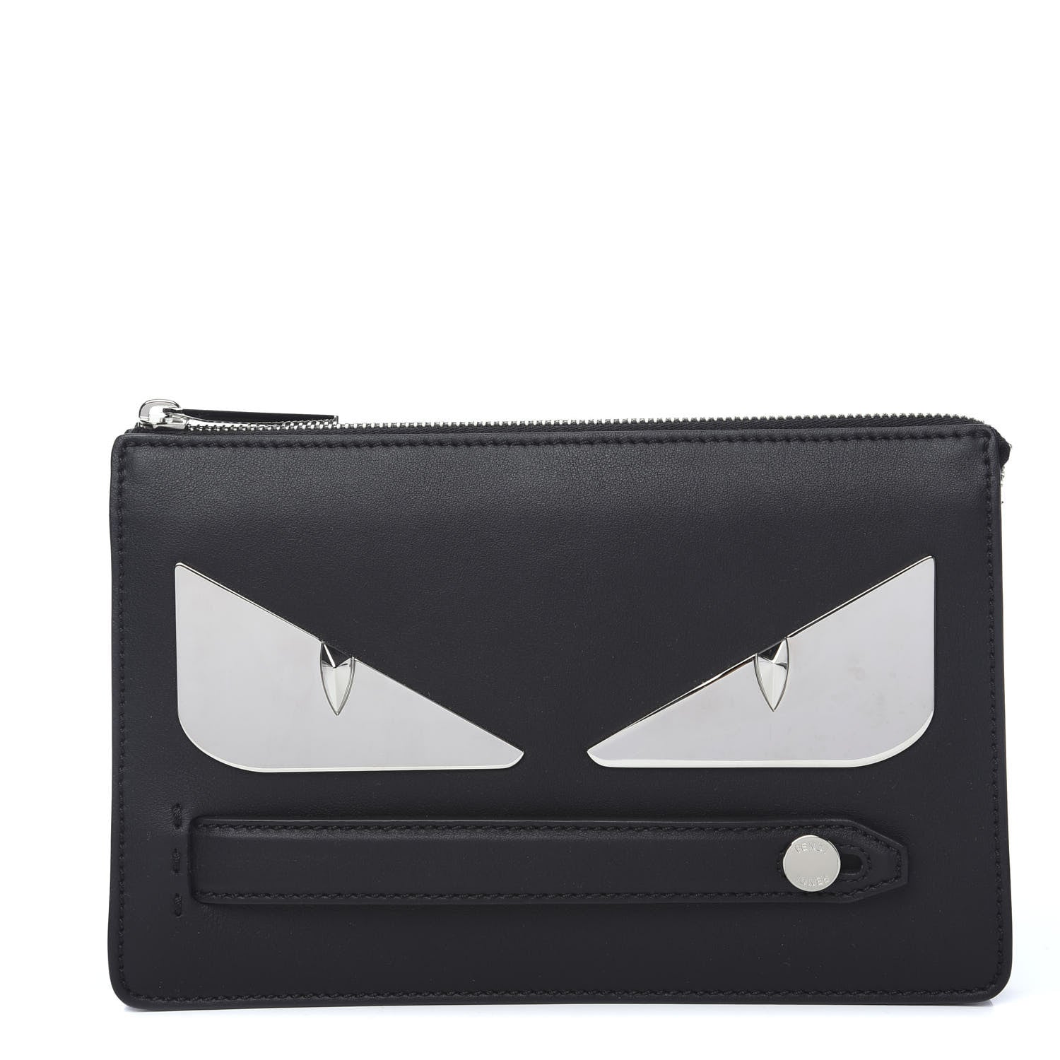Fendi Vitello Grace Metal Monster Eyes Slim Clutch Black 1 of 6