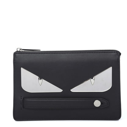 Fendi Vitello Grace Metal Monster Eyes Slim Clutch Black 1 of 6