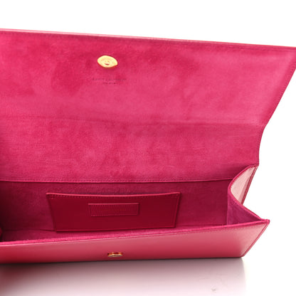 Saint Laurent Patent Grain De Poudre Classic Monogram Cassandre Clutch Fuchsia 5 of 6