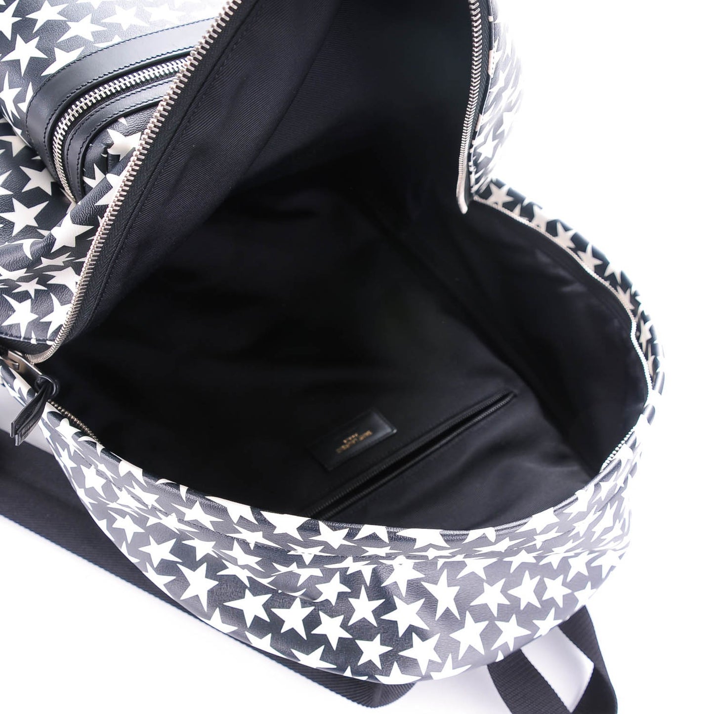 Calfskin Star Print Hunting Backpack Black White