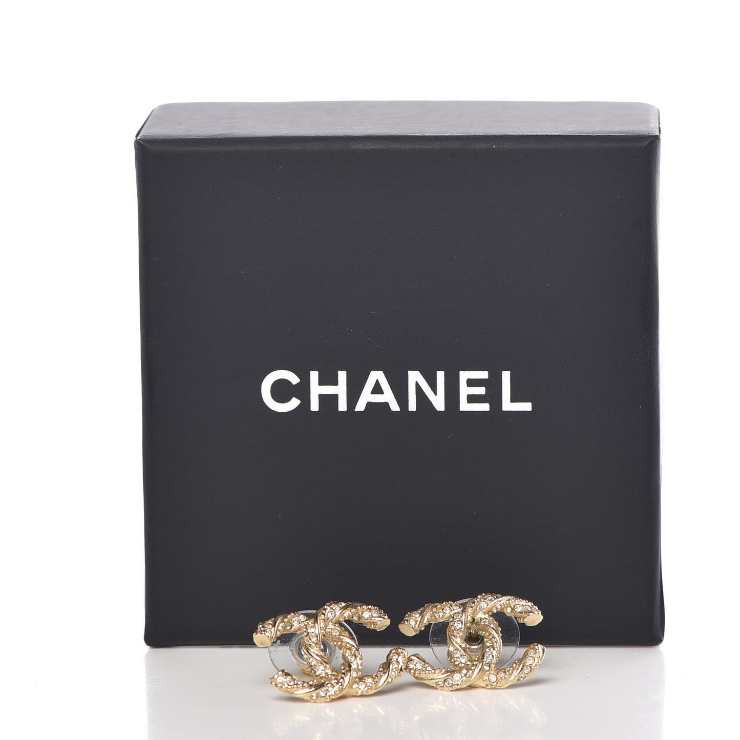 Crystal Twisted CC Earrings Gold