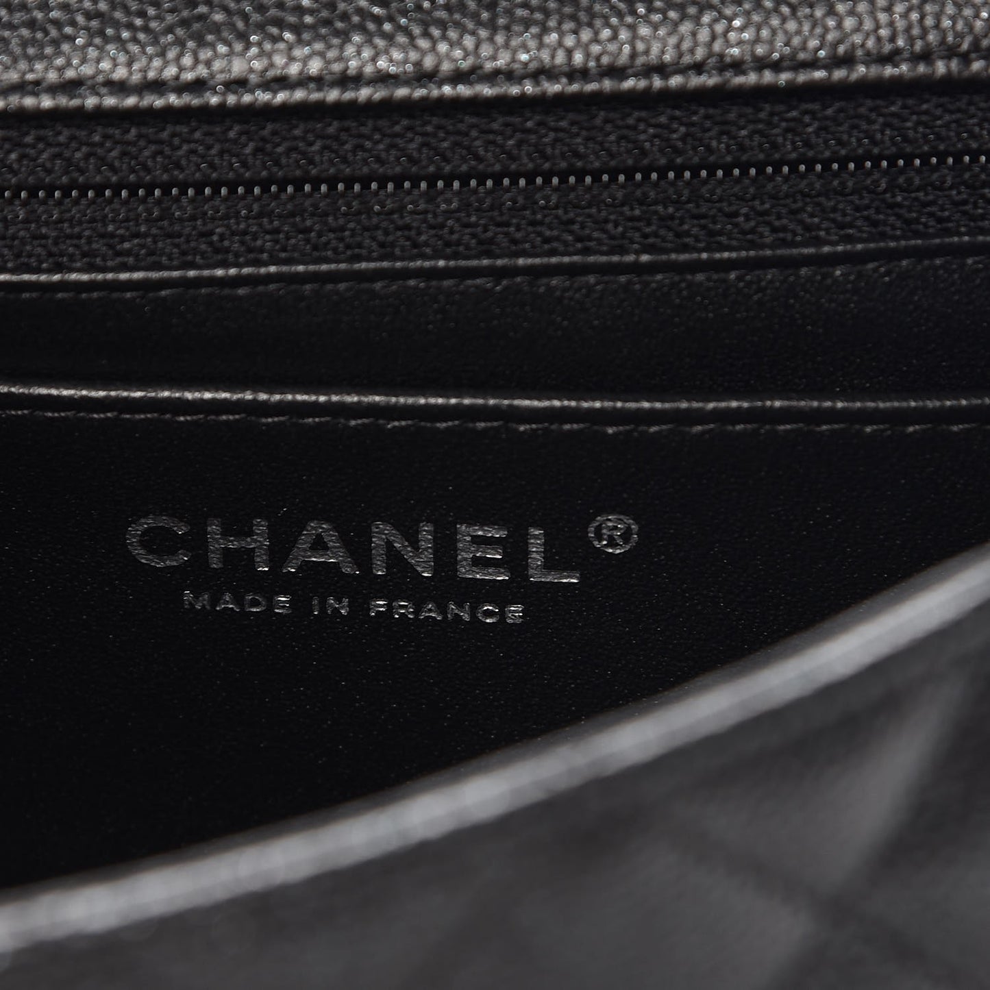 Iridescent Caviar Quilted Mini Rectangular Flap Black